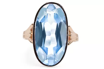 Originales Vintage-Roségold aus 14 Karat Aquamarin Ring Vintage vrc113r